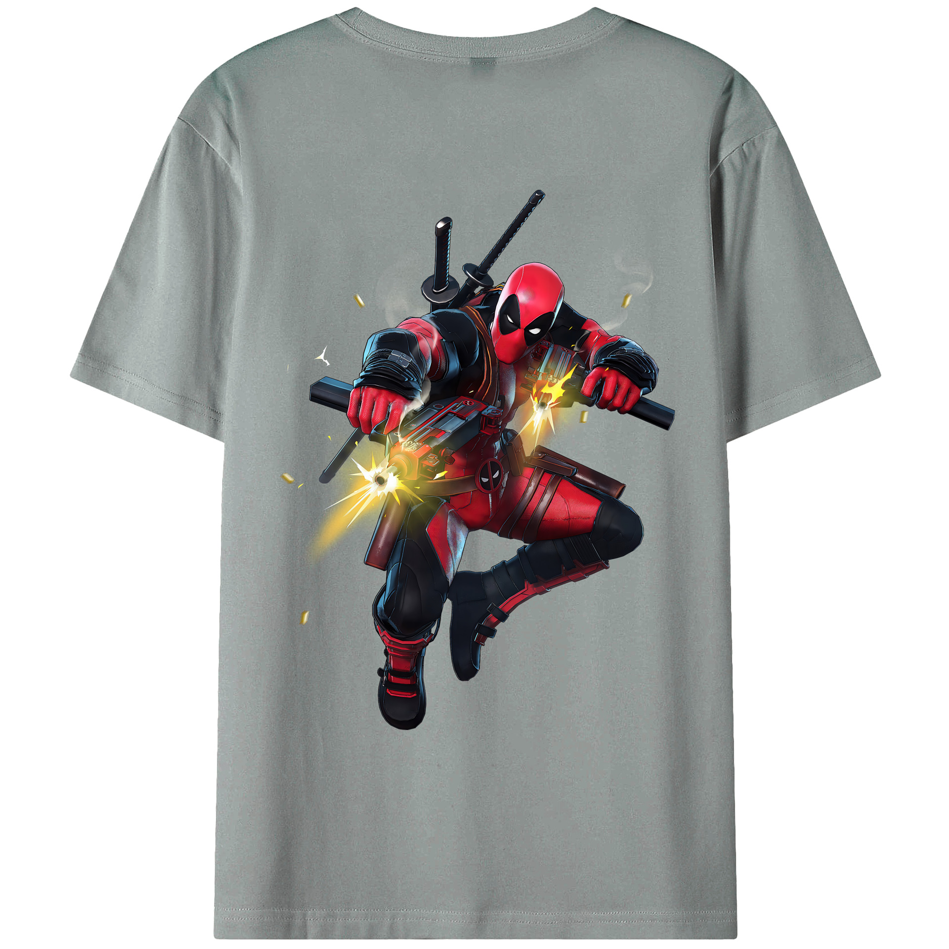 （画像用） Deadpool デッドプール 綿100％ メンズ半袖Tシャツ（バックプリント） 通気性